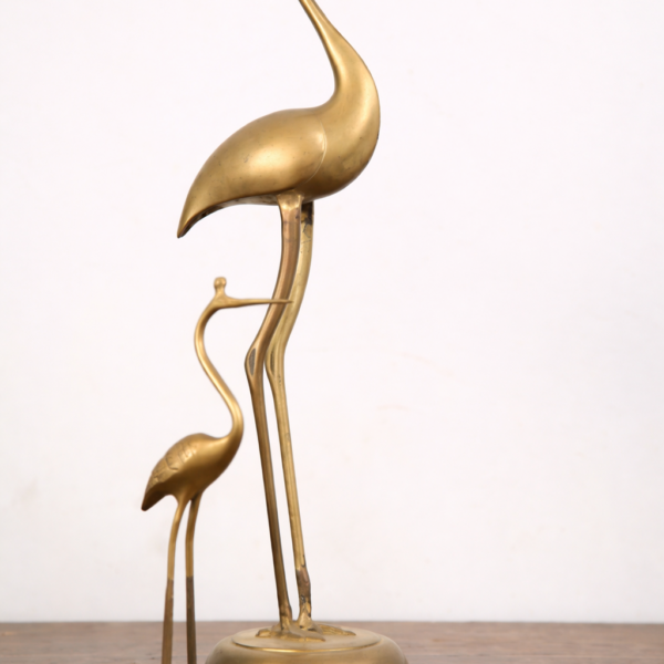 Duo de Sculptures Grues en Laiton Vintage | Design Élégant Moderniste