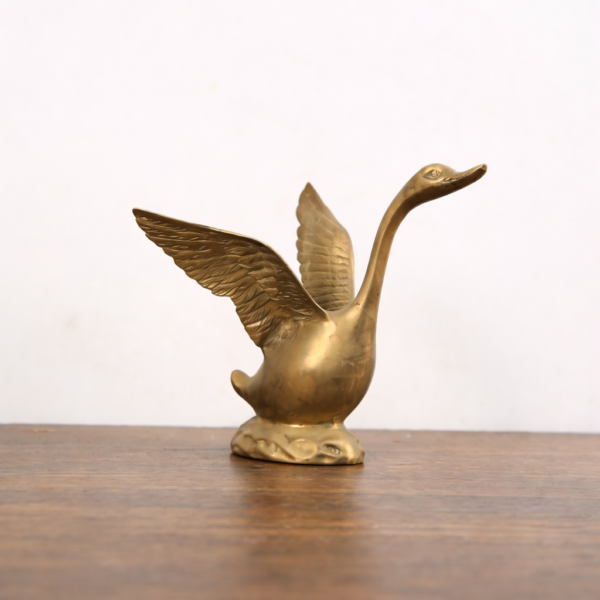 Sculpture Cygne en Laiton Vintage | Élégance Décorative Intemporelle